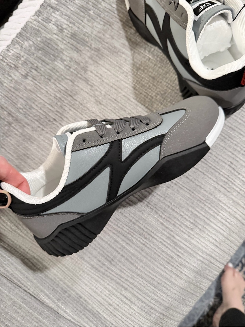 Women’s Casual Grey & Black Low-Top Sneakers